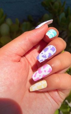 Cow Nails, Halloween Acrylic Nails, Edgy Nails, Cute Acrylic Nail Designs, Simple Acrylic Nails, Fall Acrylic Nails, Manicure Ideas