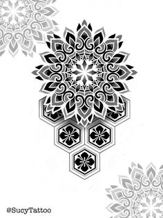 an abstract black and white snowflake design on a white background with silver accents