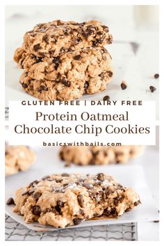 gluten free and dairy free protein oatmeal chocolate chip cookies