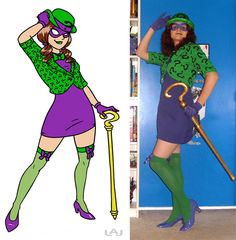 the woman is dressed up as an old - fashioned cartoon character and she's holding a cane