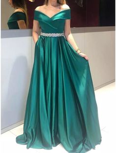 A-Line Evening Gown Elegant Dress Formal Sweep / Brush Train Christmas Red Green Dress Sleeveless Off Shoulder Satin with Pleats Crystals Red Green Dress, Train Christmas, Gown Elegant, Dresses Formal Elegant, Evening Gowns Elegant, Evening Dresses Cocktail, Dress Formal, Christmas Red, Dress Sleeveless