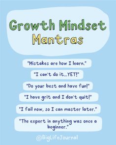 the growth mindset mantras poster