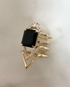 Black Onyx Engagement Ring, Onyx Engagement Ring, Cute Engagement Rings, Black Diamond Engagement, Black Diamond Ring Engagement, Onyx Jewelry, Black Diamond Ring, Dream Engagement Rings, Fancy Jewellery