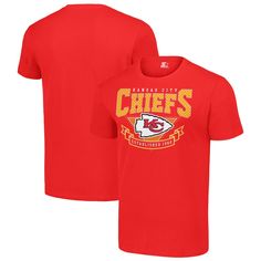 Channel the retro vibes of the Kansas City Chiefs with this Starter 80s Inspired Team Logo T-Shirt. This throwback tee features a bold Kansas City Chiefs wordmark printed across the torso for a vintage vibe. Made from 100% cotton, it offers a comfortable fit and feel that's perfect for everyday wear. Graphic Tee T-shirt With Logo For Fan Gear, Graphic Tee With Logo Print For Fan Gear, Graphic Tee T-shirt With Text Print For Fans, Graphic Tee With Text Print For Fan Gear, Graphic Print Crew Neck T-shirt For Fans, Game Day Graphic Tee With Crew Neck, Team Spirit Short Sleeve T-shirt With Logo, Graphic Tee Crew Neck T-shirt For Game Day, Graphic Tee Crew Neck For Game Day