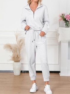 Gotta Have It Lounge Set Cute Loungewear Sets, Cute Lounge Sets, Cute Lounge, Grey Lounge, Half Zip Sweatshirt, Loungewear Sets, Sleepwear & Loungewear, Jogger Set