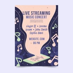 a concert poster with musical notes