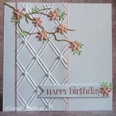 a happy birthday card with flowers on it