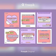 four valentine's day coup cards with the words freepik written on them