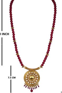 Product Features: Color: Maroon Material: Copper Earring Size: Stud Earring Size: 4.3 CM x 1.8 CM Dangler Earring Size: 4.2CM x 1 CM Necklace Size: 20 Inch Pendant Length: 3 Inch Necklace Type: Adjustable Work: Onyx Stone Occasion: Partywear Disclaimer: There will be slight difference in digital to actual image Festive Round Jewelry With Dangling Beads, Round Beaded Temple Jewelry, Festive Round Beaded Necklaces For Gifts, Festive Beaded Round Necklace For Gift, Festive Round Beaded Necklace Gift, Festive Polished Beaded Necklaces, Festive Round Polished Beads Necklace, Festive Round Beaded Necklaces, Dangler Earrings