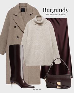 Beige Turtleneck, Sets Outfit, Wardrobe Sets, Burgundy Skirt, Country Style Outfits, Elegant Dresses Classy, Fall Outfits For Work, Dark Beige