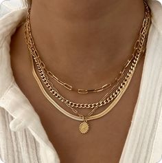 Make Outfits, Layered Gold Necklaces, Jewelry Product Shots, Necklace Combo, Chunky Chain Necklaces, Golden Jewelry