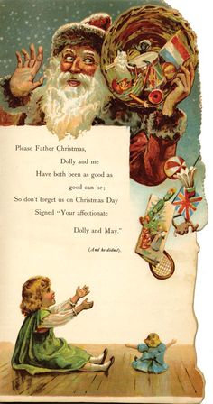 an old fashioned christmas card with santa claus