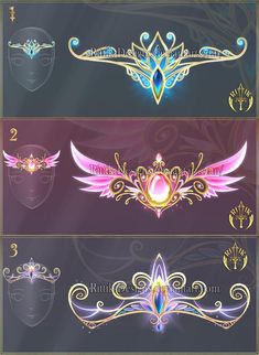 four different designs with gold and blue