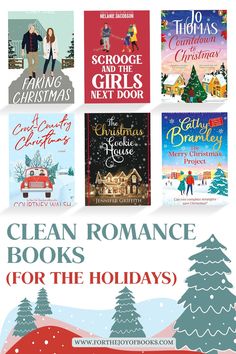 christmas books for the holidays with text that reads clean romance books for the holidays,