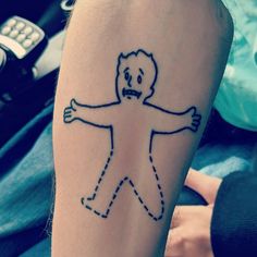 a person with a stick figure drawn on their arm