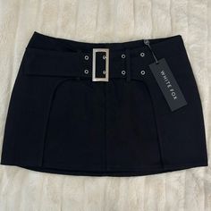 Mini Skirt The Belt Is Adjustable!! Never Worn Trendy Black Skort With Belt Loops, Casual Black Mini Skirt With Belt, Black Belted Mini Bottoms, Casual Mini Skirt With Belt For Work, Spring Black Skort With Belt Loops, Black Skort With Belt Loops For Spring, Black High Waist Mini Skirt With Belt Loops, Black Belted Skirt For Work, Trendy Black Skirt With Belt Loops