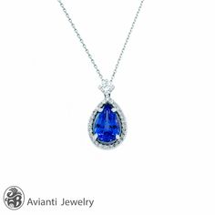 This timeless setting is an ideal showcase with a 3.77 Carat deep Blue-violet Tanzanite. It comes with a white gold chain in an 18 and 16-inch option. If you would like a different size chain, please contact us for a price quote. [MATERIALS] Stone: Tanzanite (1) Carat: 3.10 Clarity: Clean Color: Violet blue Cut: Pear Setting: Prong Measurement of stone: 6.50 mm x 9.00 mm Stones: Diamonds (21) Carat : 0.25 Clarity: SI1 Color: I-J Cut: Round Setting: Pave Metal: 4.30 Grams of 14kt White Gold [ORDE Formal Tanzanite Teardrop Jewelry, Formal Sapphire Pear-shaped Necklaces, Formal Pear-shaped Sapphire Necklace, Formal Tanzanite Pear-shaped Jewelry, Pear-shaped Tanzanite Formal Jewelry, Formal Pear-shaped Tanzanite Jewelry, Pear-shaped Blue Brilliant Cut Jewelry, Classic Pear-shaped Jewelry With Accent Stones, Pear-shaped Formal Jewelry With Accent Stones