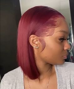 Fall Color Bobs Black Women, Red Bob Wigs For Black Women, Bob Hairstyles For Black Women Colored, Burgundy Hair Bob, Burgundy Bob Black Women, Red Bob Black Women, Burgundy Short Hair, Straighten Hairstyles, Red Bob Hair