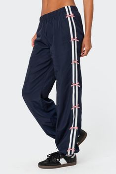 Track pants Contrast stripes Bow detailing Polyester Model wears size S Model height is 5'9 Item care: Machine wash at maximum 30ºC, do not bleach, do not tumble dry, iron at a maximum of 110ºC, do not dry clean. Nylon Track Pants, Bday Wishlist, Nylon Pants, Track Pant, Swimwear Dress, Christmas Wishlist, S Models, Workout Pants, Pacsun