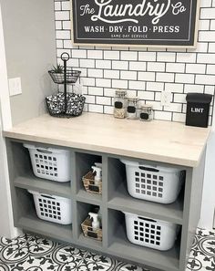 the laundry room is clean and ready to be used as a washroom or office