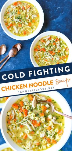 COLD FIGHTING CHICKEN NOODLE SOUP, comfort food, weeknight dinner recipes Sick Food, Easy Chicken Soup, Chicken Noodle Soup Easy, Quick Soup, Homemade Lasagna, Cold Soup