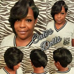 Hot hairstyle Quick Waves, Edgy Pixie Hairstyles, Short Bob Styles, Black Hair Updo Hairstyles, Short Sassy Haircuts, How To Curl Short Hair, Funky Hairstyles