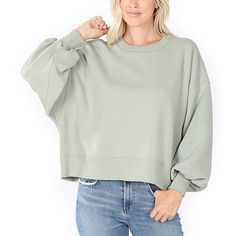 Light Sage Green Oversized Longsleeve Sweater, Scoopneck, Straight Hem Color: Sage Green Material: 100% Polyester Fit: True To Size Casual Balloon Sleeve Spring Sweater, Spring Sweatshirt With Relaxed Fit And Batwing Sleeves, Spring Sweatshirt With Batwing Sleeves, Casual Slouchy Crew Neck Sweatshirt, Relaxed Fit Batwing Sleeve Sweatshirt For Spring, Oversized Comfortable Spring Sweatshirt, Casual Batwing Sleeve Sweatshirt For Layering, Casual Fall Tops With Balloon Sleeves, Spring Batwing Sleeve Tops With Ribbed Cuffs