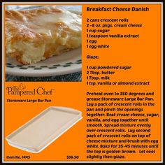 the recipe for breakfast cheese danish is shown