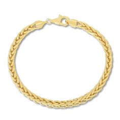 Fashioned in versatile 14K yellow gold, this 8.75-inch diamond-cut Franco link bracelet is perfect for a bold layered look. The chain is approximately 5.3mm wide and secures in place with a lobster clasp. Classic Gold Bracelets With Wheat Chain, Formal Gold Bracelet With Wheat Chain, Classic Gold Chain Bracelet With Wheat Chain, Classic Gold Wheat Chain Bracelet, Formal Yellow Gold Bracelet With Wheat Chain, Classic Gold Bracelet With Wheat Chain, Classic 14k Gold Bracelet With Wheat Chain, Yellow Gold Link Bracelet With Wheat Chain, Formal Yellow Gold Wheat Chain Bracelet