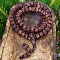 "This attractive and powerful Japa Mala is made with Rudraksha bead that are naturally stained and oiled to achieve their beautiful dark color and aged appearance.  📿Mala Beads, or Buddhist prayer beads, are a set of sacred rosary beads for chanting & counting mantras, meditation, prayer, yoga & reflection. Mala is a Sanskrit word meaning garland. The Tibetan word for mala is threngwa (Tibetan  ཕྲེང་བ) . Seed malas are some of the most common malas used in Tibet and Nepal. Buddhist Prayer Beads are sometimes referred to as Japa mala, japa is a Sanskrit word meaning \"repeat internally\".📿 Specifications  * 108 Rudraksha Seed (9-9.5mm approx.) soaked in oil to get darker color plus 14mm Guru Bead  * This mala is hand strung on durable knotting cord * Fixed knot closure * Total Mala Length Traditional 8mm Bead Jewelry For Festivals, Traditional 8mm Beaded Jewelry For Festivals, Spiritual Wooden Beads Mala For Festival, Spiritual Mala With Round Beads For Festival, Spiritual Mala With 108 Beads For Festival, Festival Mala With Round Gemstone Beads, Adjustable Spiritual Mala For Festivals, Bohemian Brown Mala For Festivals, Spiritual Mala With Gemstone Beads For Festivals