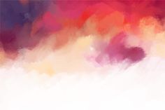 an abstract painting with red, yellow and purple colors on it's side in the sky