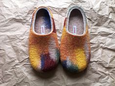 Blood Orange Fun Felted Slippers From Happy Feet Collection. - Etsy Austrian Mountains, Slippers Collection, Mountain Sheep, Felted Wool Slippers, Felt Slippers, Clothing Wishlist, Wool Slippers, Felted Slippers, Swag Shoes