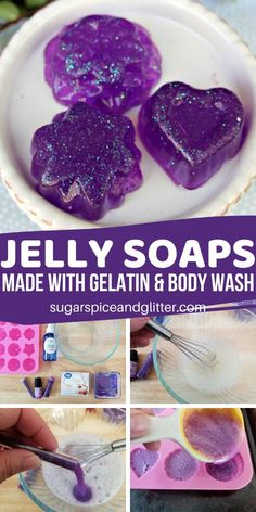 jelly soaps made with gelatin and body wash are the perfect way to use them