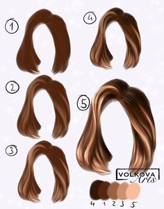 the different types of hair are shown in this drawing style, including long and short hair