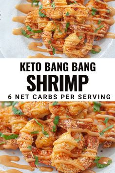 keto bang bang shrimp served on a white plate