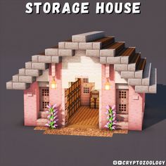 an image of a small pink house with stairs