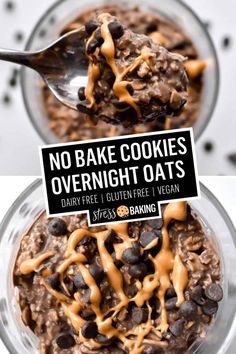 no bake cookies overnight oats in a glass bowl