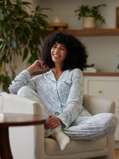 Bedtime can’t come soon enough when you’re waiting to slip into our Long Sleeve Pajama Set. Crafted with a soft stretch-knit that features enhanced breathability and luxurious drape– this lightweight set sleeps degrees cooler than cotton to keep your temperature just right through the night. With elegant contrast piping throughout, the set includes a pocketed button-up and pants with an elastic waistband. AWARDED OPRAH'S FAVORITE THINGS 2019 Women's Stretch-Knit Long Sleeve Shirt Bamboo Viscose Long Sleeved Pajamas, Cozy Cotton Sleepwear With Long Sleeves, Relaxed Long Sleeve Cotton Sleepwear, Cozy Cotton Long Sleeve Sleepwear, Soft Texture Long Sleeve Cotton Sleepwear, Stretch Long-sleeve Sleepwear For Relaxation, Cozy Couch, Oprahs Favorite Things, Blue Toile