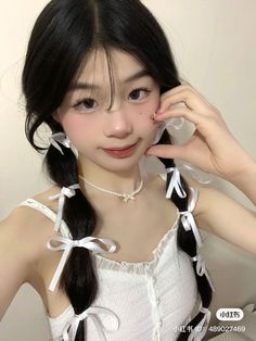 bubble braids bows girls korean chinese hair ideas balletcore aesthetic lolita coquette soft Kid Hairstyles, Hair Style Korea, Kpop Hair, Long Hairstyle, Kawaii Hairstyles, Bow Hairstyle, Trendy Hairstyle, Ribbon Hairstyle, Chinese Hairstyle