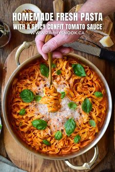 homemade fresh pasta with a spicy confit tomato sauce is an easy dinner recipe