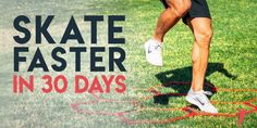 a man in black shorts and white sneakers is doing a trick on a red rope with the words skate faster in 30 days