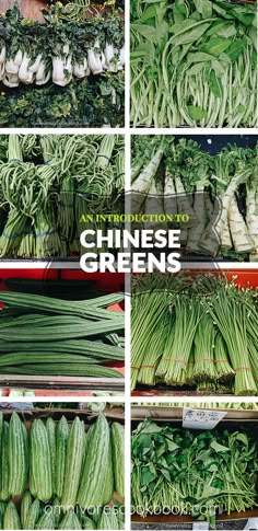 an assortment of green vegetables are displayed in this collage with the words, instructions and pictures