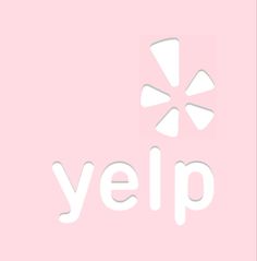 the word yelp is written in white on a pink background with an image of a flower