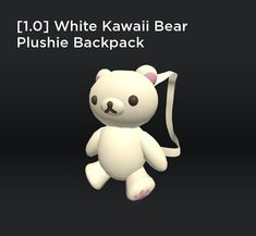 a white teddy bear sitting on top of a black background with the caption i101 white kawaii bear plushie backpack