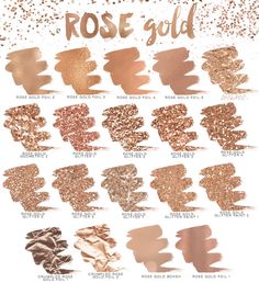 the different shades of rose gold on a white background with text that says rose gold