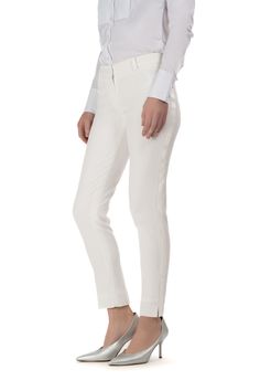 Get ready for white-HOT sizzling look! White Tailored Elegant Bottoms, Tailored Elegant White Bottoms, Elegant White Stretch Dress Pants, White Slim Fit Straight Leg Dress Pants, Elegant White Tapered Leg Pants, Classic White Stretch Dress Pants, Elegant White Tapered Leg Bottoms, White Stretch Ankle-length Dress Pants, White Slim Fit Trousers