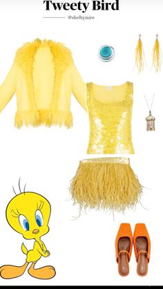 Tweety Bird Halloween, Tweety Bird Halloween Costume, Pleakley Costume, Animal Crossing Halloween Costume, Halloween Costume Inspo 2024, Tweety Bird Costume, Halloween Costume 2024, Bird Halloween Costume, Duck Halloween Costume