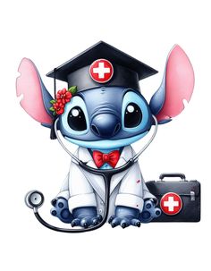 a cartoon elephant with a red cross on it's head and a stethoscope