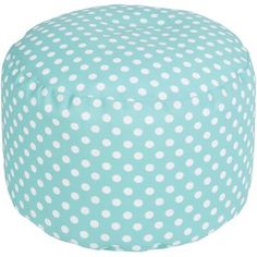 a blue and white polka dot bean bag