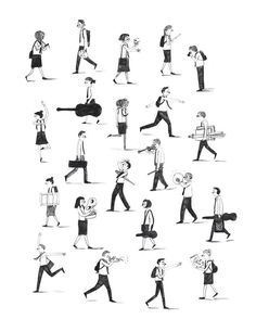 an image of people walking in different poses and postures on the same person's body